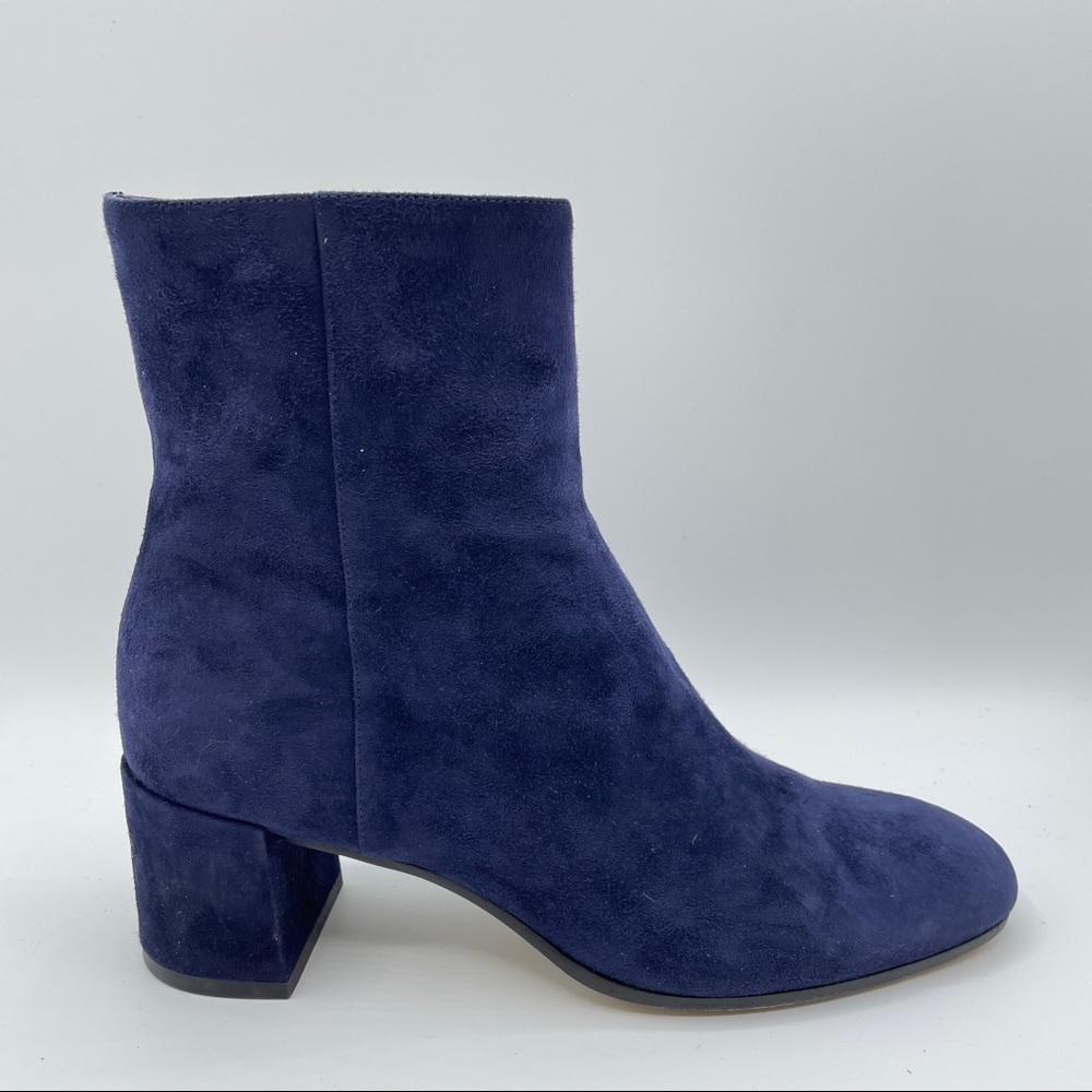 M. GEMI Corsa Ankle Boots Suede Navy Blue Leather Sz 38.5
